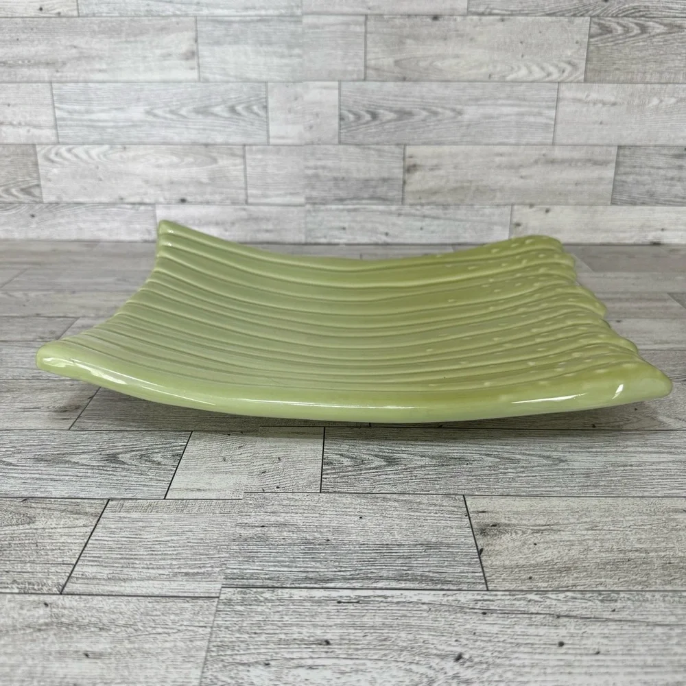 Crate&Barrel Green Asparagus‎ Shaped Rectangular Serving Dish
